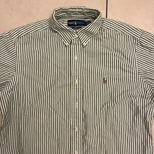 Ralph Lauren Olive Striped Casual Shirt, Used, Like New